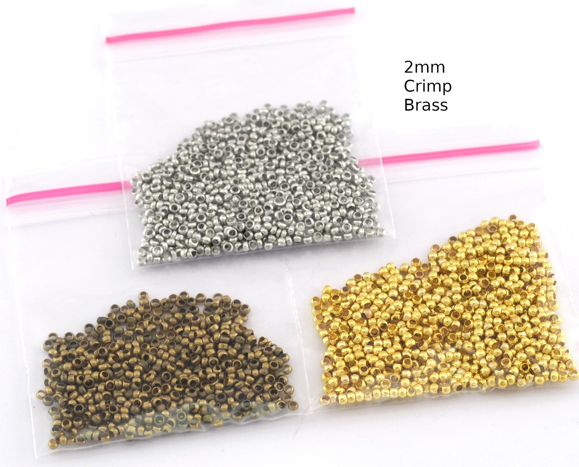 Crimp brass beads 2,5mm - 2mm 1,5mm Sizes Spacer Bead , Gold Tone Silver Tone (Rhodium plated) Antique brass tone Findings bab1 5581