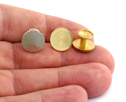 Brass cufflink making base blank settings bezel 12x8mm 7mm Brass, Shiny Gold, Silver Tone (Nickel Free) Shirt Collar Tuxedo Stud 3677