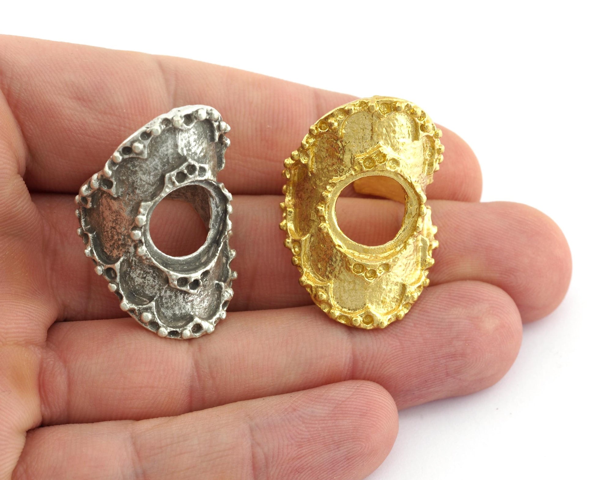 Boho Ring Blank Adjustable Ring Bezel Raw Brass Antique Silver Plated brass (16.5mm 6US inner size - Adjustable ) OZ2589