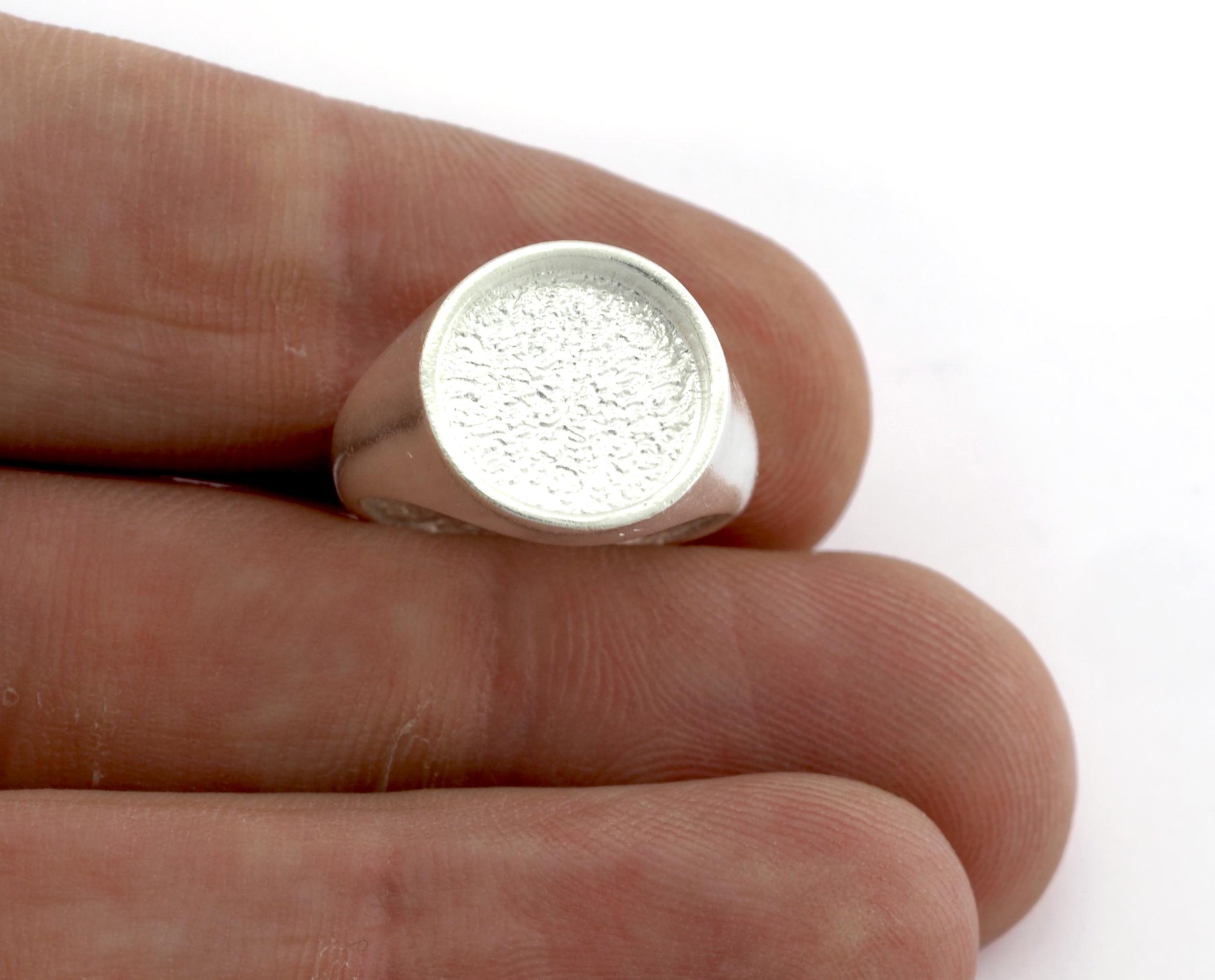 Signet Setting Ring 12mm Shiny Silver blank size Cabochon mounting or resin 6.5US - 7.5US with 2180-4984 not adjustable