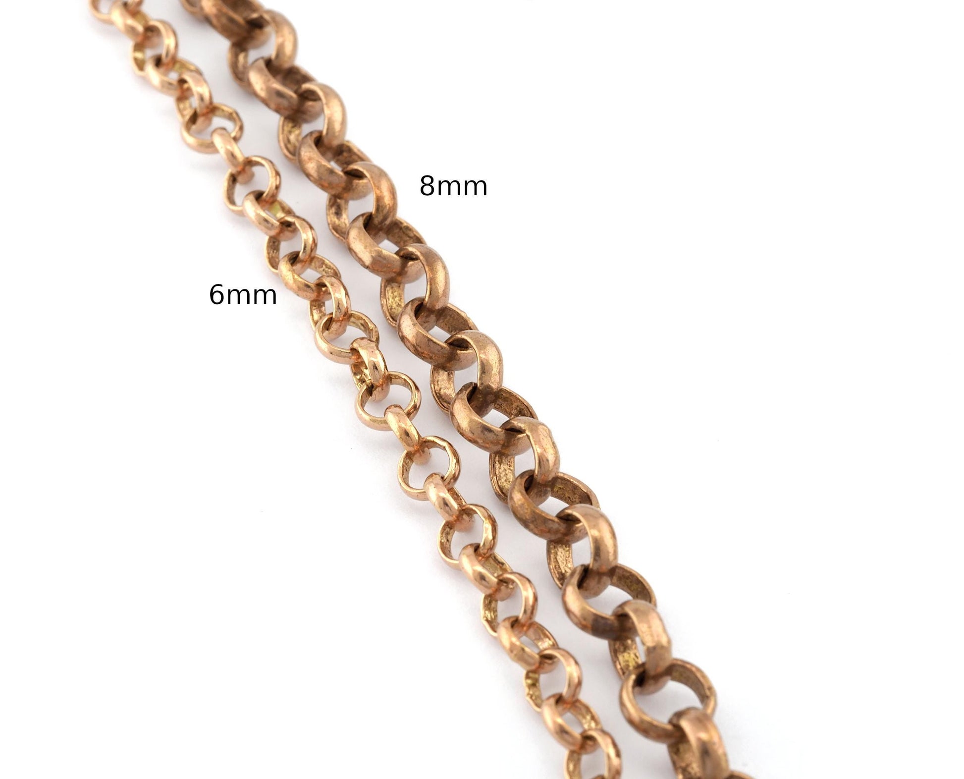 Belcher Chain / Rolo Chain Soldered chain raw brass 6mm or 8mm Z202
