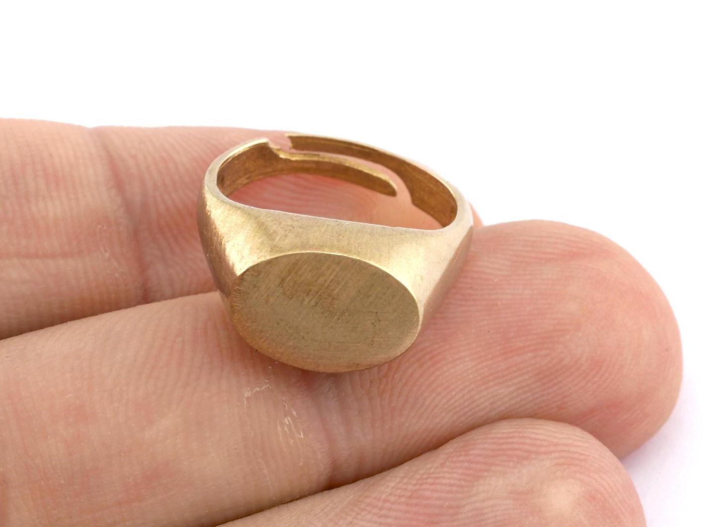 Oval Blank Ring Base Adjustable Raw Brass or Antique Silver plated (10x14mm Blank) (6-8 US Adjustable ) 5593