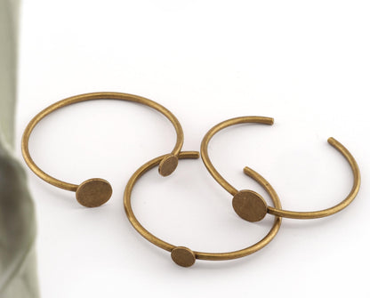Cuff Disc Blanks, Round Blanks, Good Quality Bracelet Bases, Antique bronze plated brass (60mm inner size - Adjustable ) OZ5553 AB