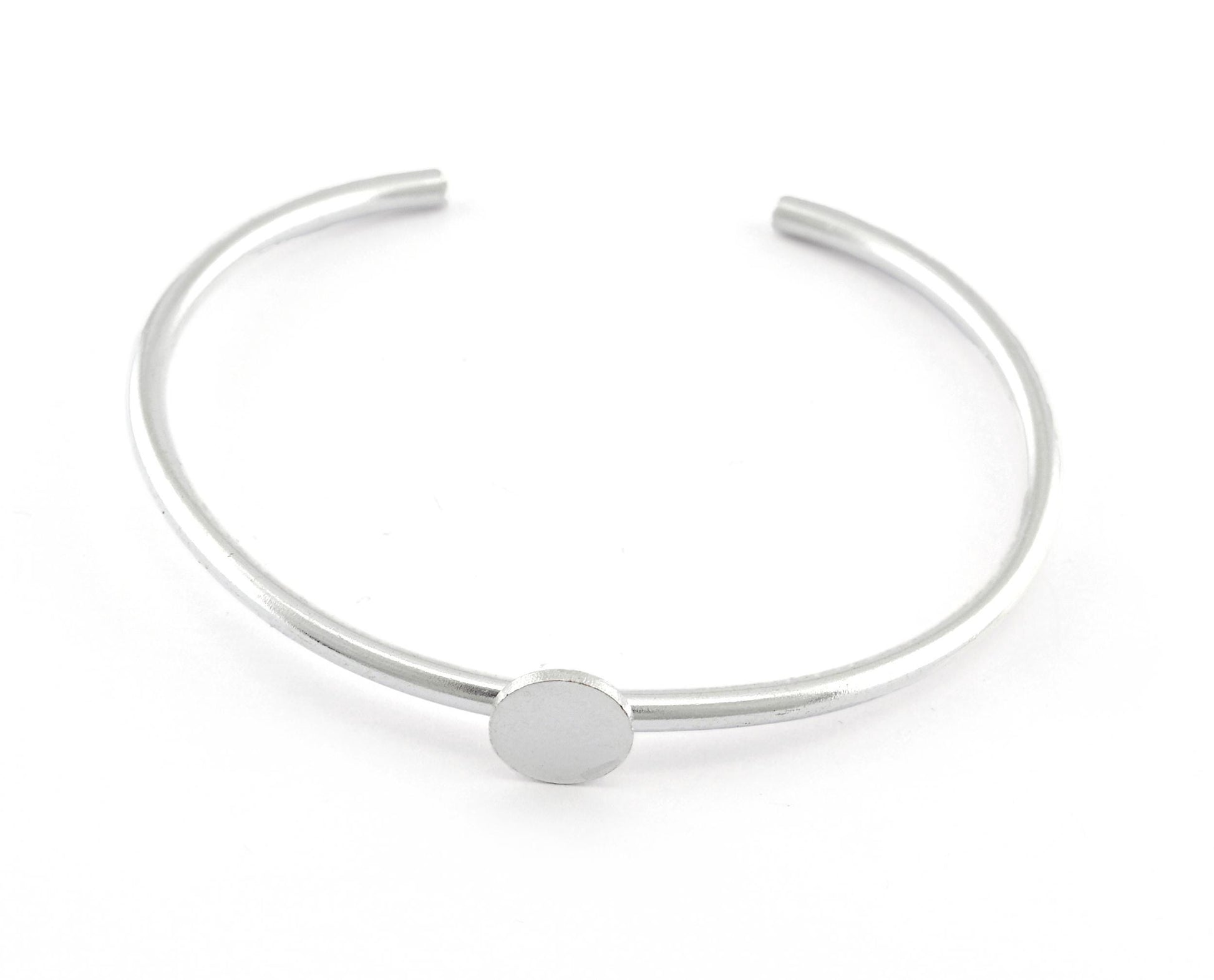 Cuff Disc Blanks, Round Blanks, Good Quality Bracelet Bases, Antique Silver Plated Brass (60mm inner size - Adjustable ) OZ5553