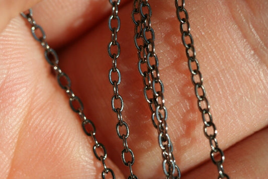 Soldered flat cable chain 1,5x2mm (nickel) gun metal tone Z022