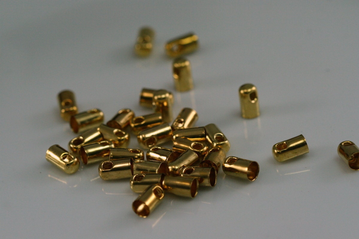 50 pcs raw brass leather - chain end caps 3mmx6mm, 2,8mm inner diameter 1820 ENC2.8