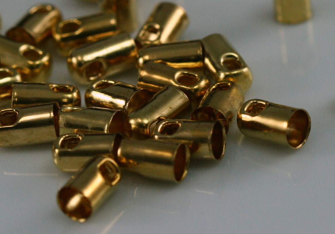 100 pcs 1.8mmx4mm, 1.2mm inner diameter raw brass leather - chain end caps 1823 ENC1.2