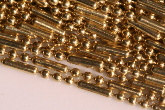 Raw Brass Ball Chain 1.5mm 15 gauge with connector z060