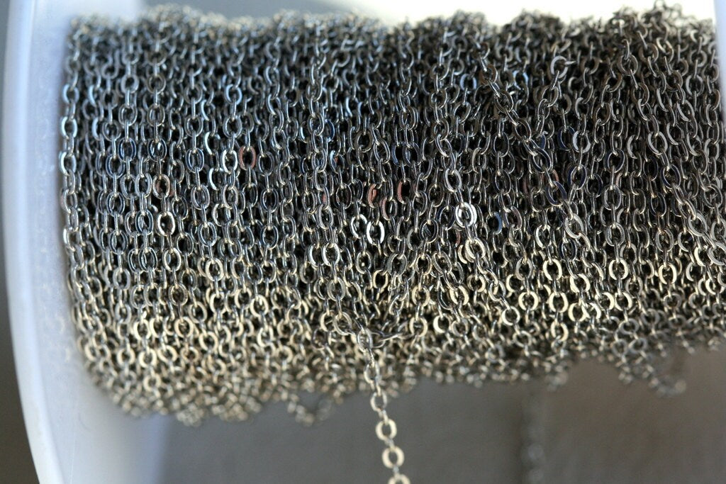 Soldered flat cable chain 1,5x2mm nickel tone Z022