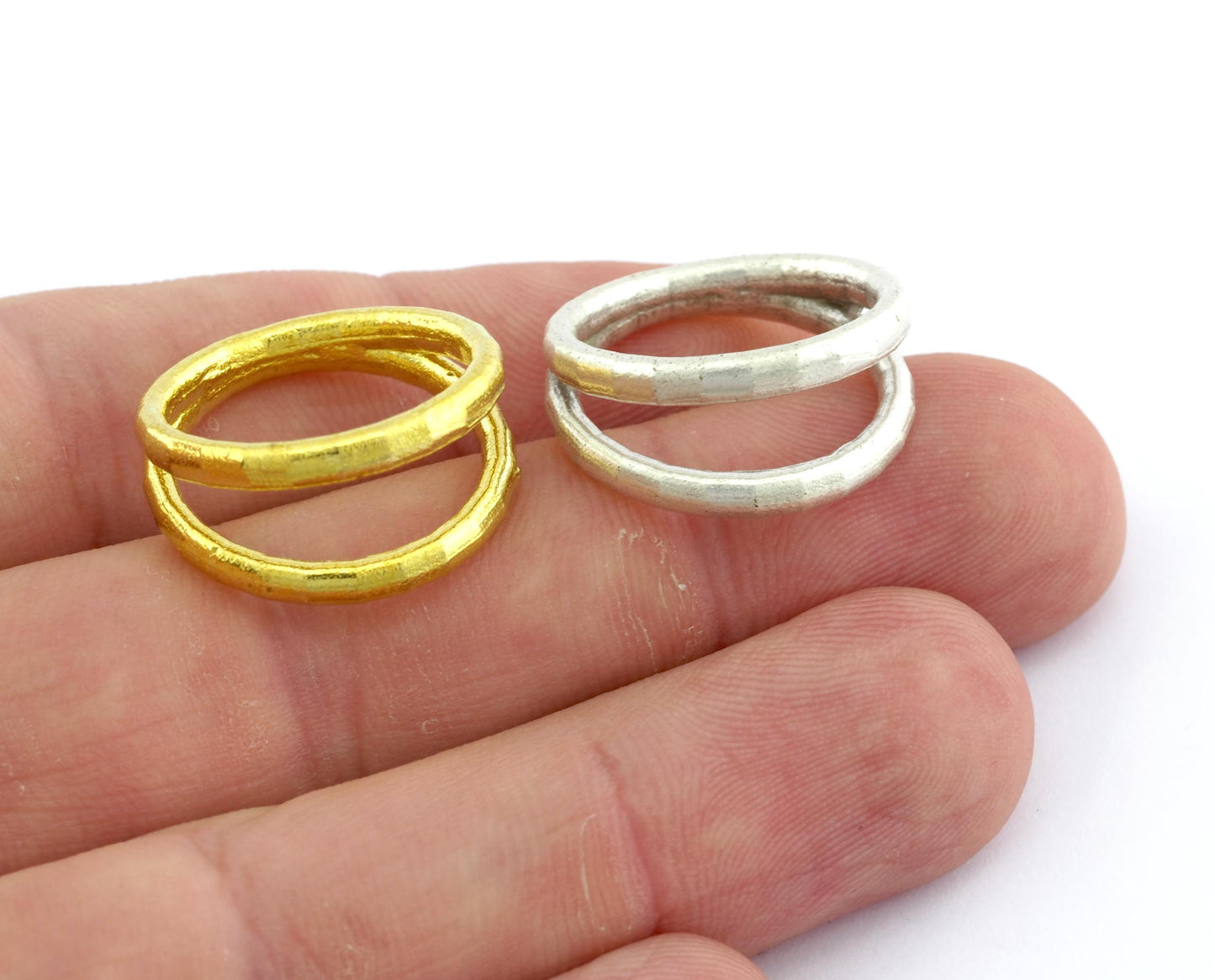 Twin Band Ring Ring Raw brass - Antique Silver Plated - Shiny Silver - Shiny gold (6 US or 8 US inner size) 5592