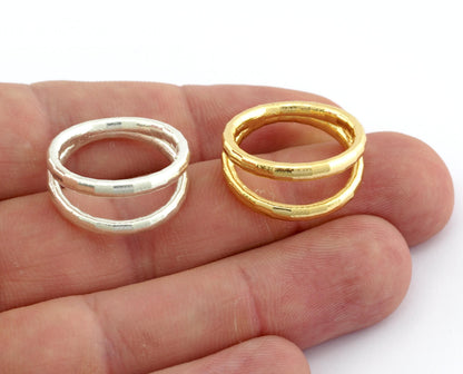 Twin Band Ring Ring Raw brass - Antique Silver Plated - Shiny Silver - Shiny gold (6 US or 8 US inner size) 5592