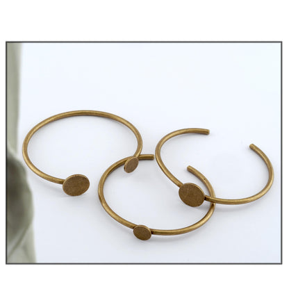Cuff Disc Blanks, Round Blanks, Good Quality Bracelet Bases, Antique bronze plated brass (60mm inner size - Adjustable ) OZ5553 AB