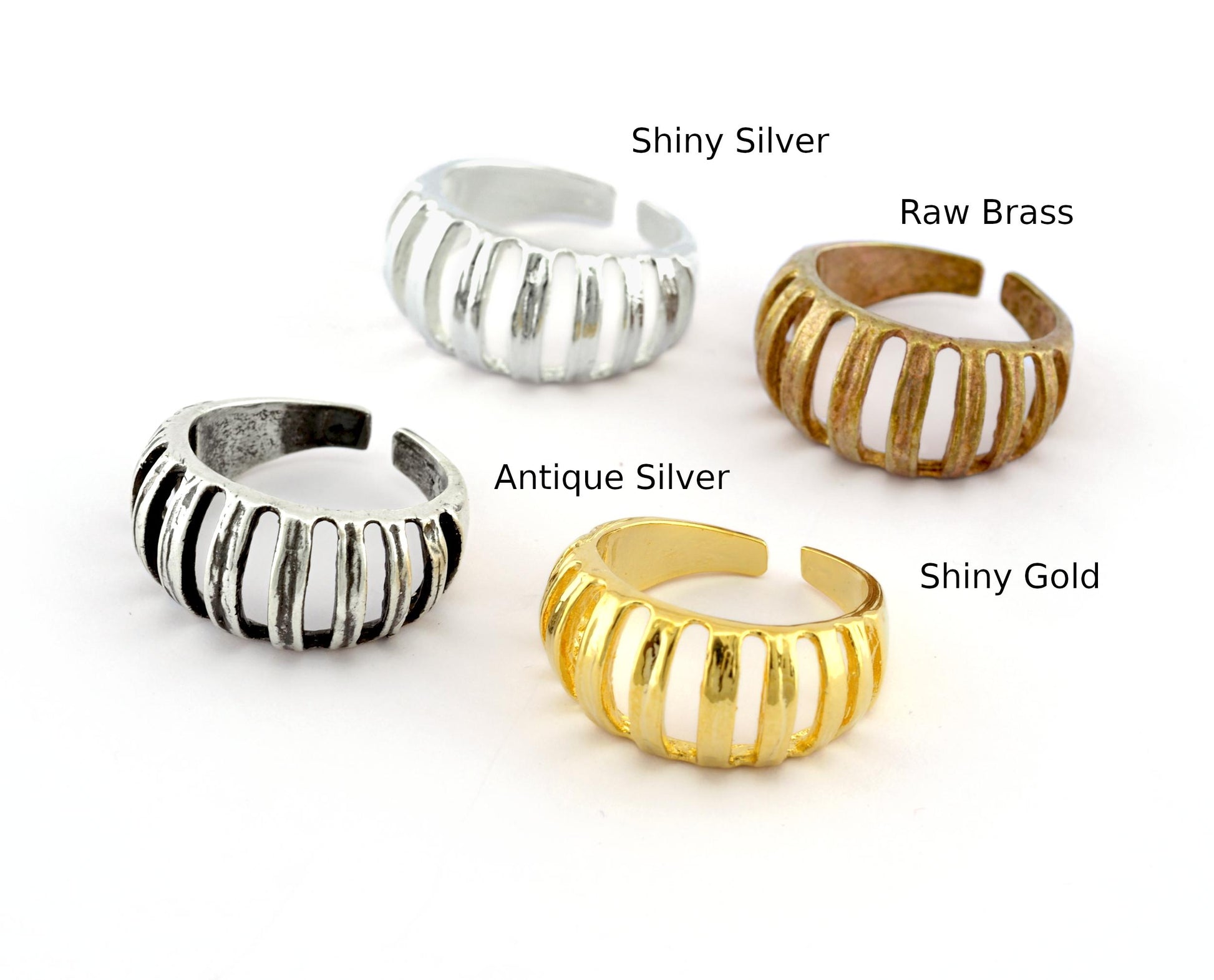 Cage ring, Pumpkin Ring Adjustable Raw Brass , Antique Silver, Shiny Silver, Shiny Gold Plate Options (18mm 8US inner size) 5591