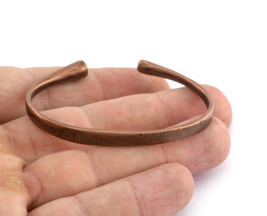 Flat Plain Bracelet , Bracelet Base Blank Antique Copper Plated Brass (60mm size - Adjustable ) 5571 AC