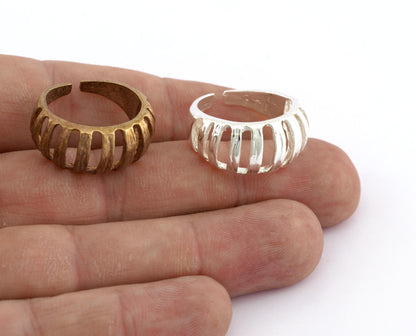 Cage ring, Pumpkin Ring Adjustable Raw Brass , Antique Silver, Shiny Silver, Shiny Gold Plate Options (18mm 8US inner size) 5591