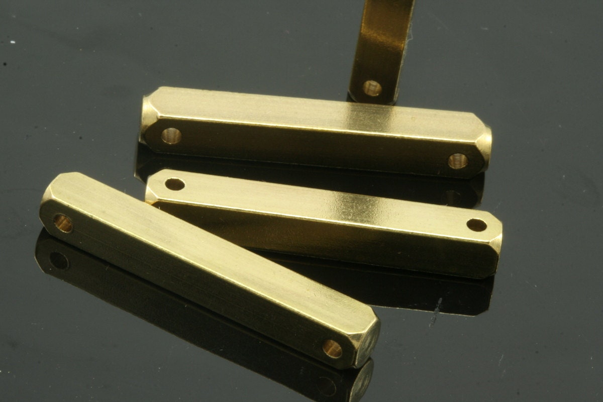 raw brass bar connector square stamping 5x35mm 3/16"x1 3/8" square rod (2mm 5/64" 12 gauge hole ) sbl535 1102