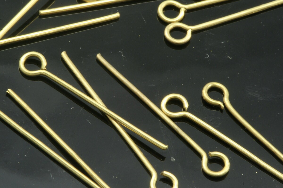 Brass eye pin 500 pcs 20mm 23 gauge( 0,6mm ) raw brass 2023ER-30