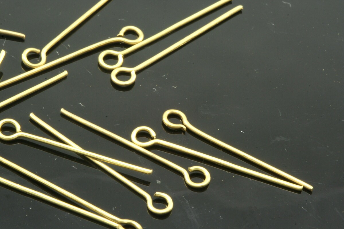 Brass eye pin 500 pcs 20mm 23 gauge( 0,6mm ) raw brass 2023ER-30