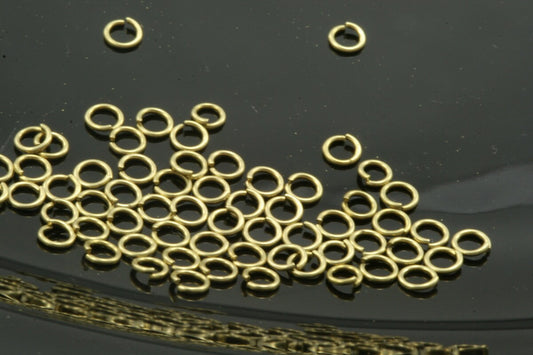 Open jump ring 3mm 23 gauge( 0,6mm ) raw brass (varnish) jumpring 1152V