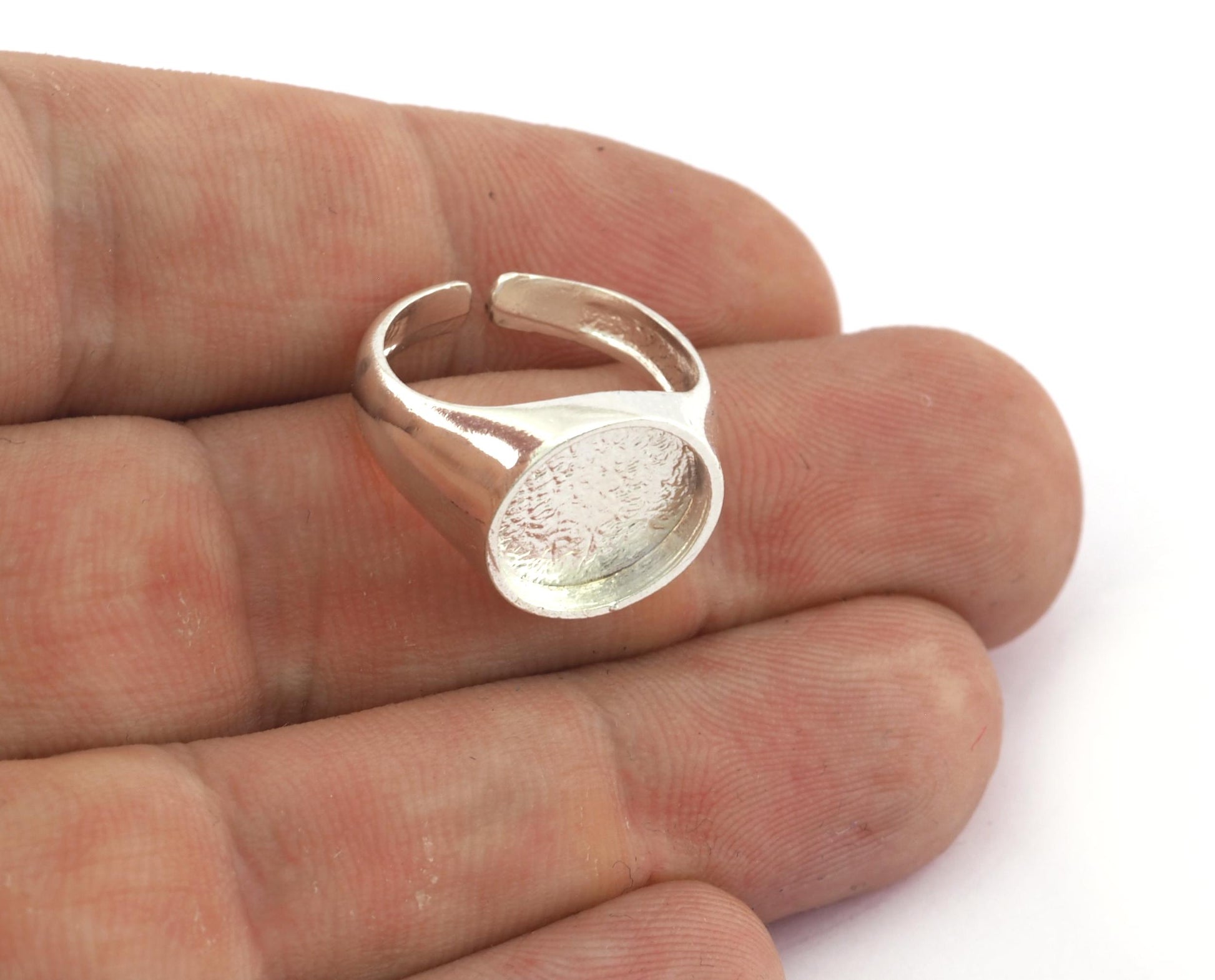 Signet Ring Adjustable ring size 6US - 9US Gold Silver or Raw Models with 12mm Blank base setting 3951