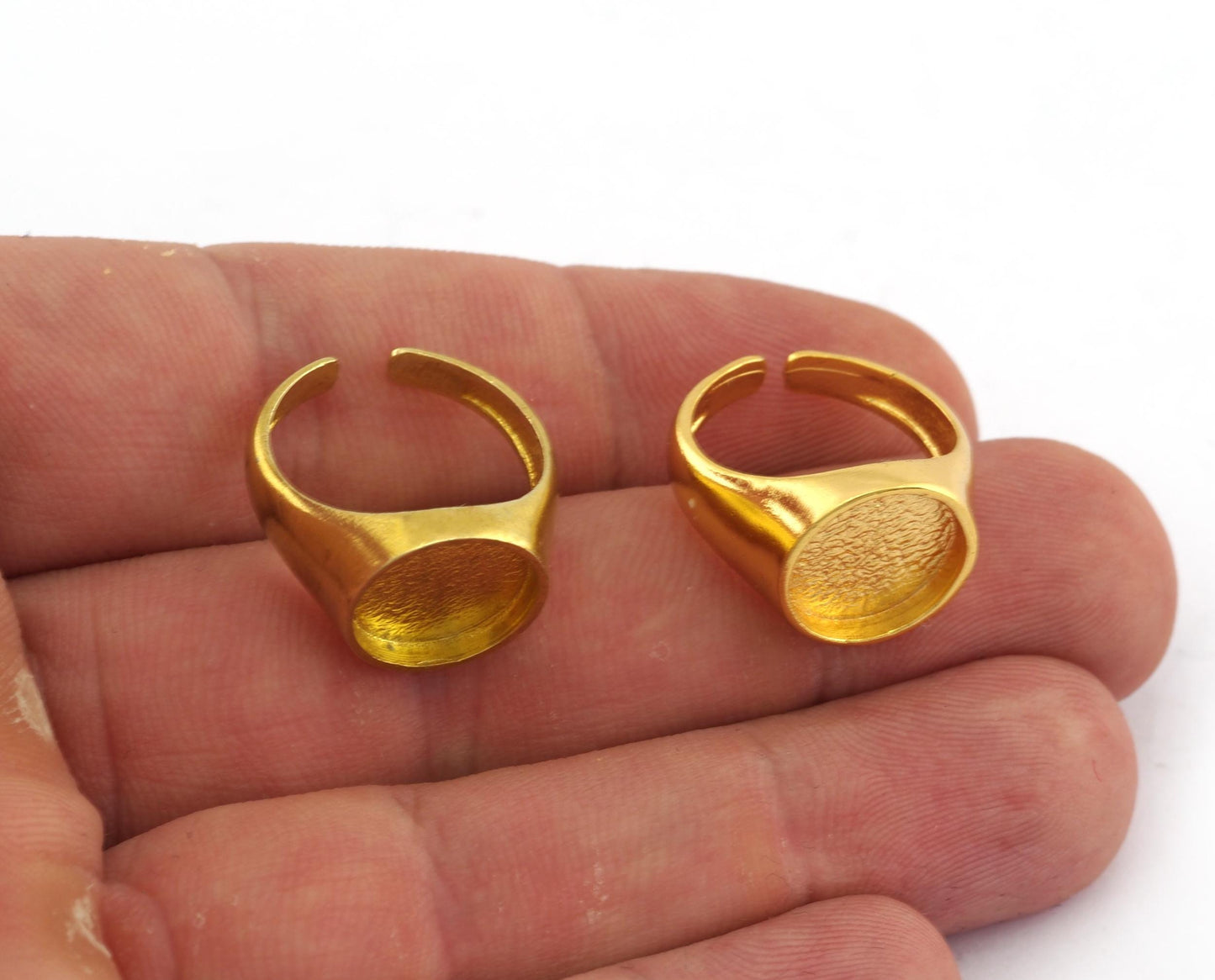 Signet Ring Adjustable ring size 6US - 9US Gold Silver or Raw Models with 12mm Blank base setting 3951