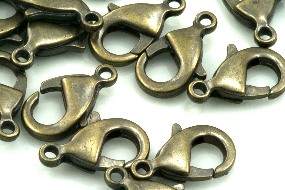 100 pcs antique brass tone alloy lobster claw clasps 12x6mm CL19 502B 302