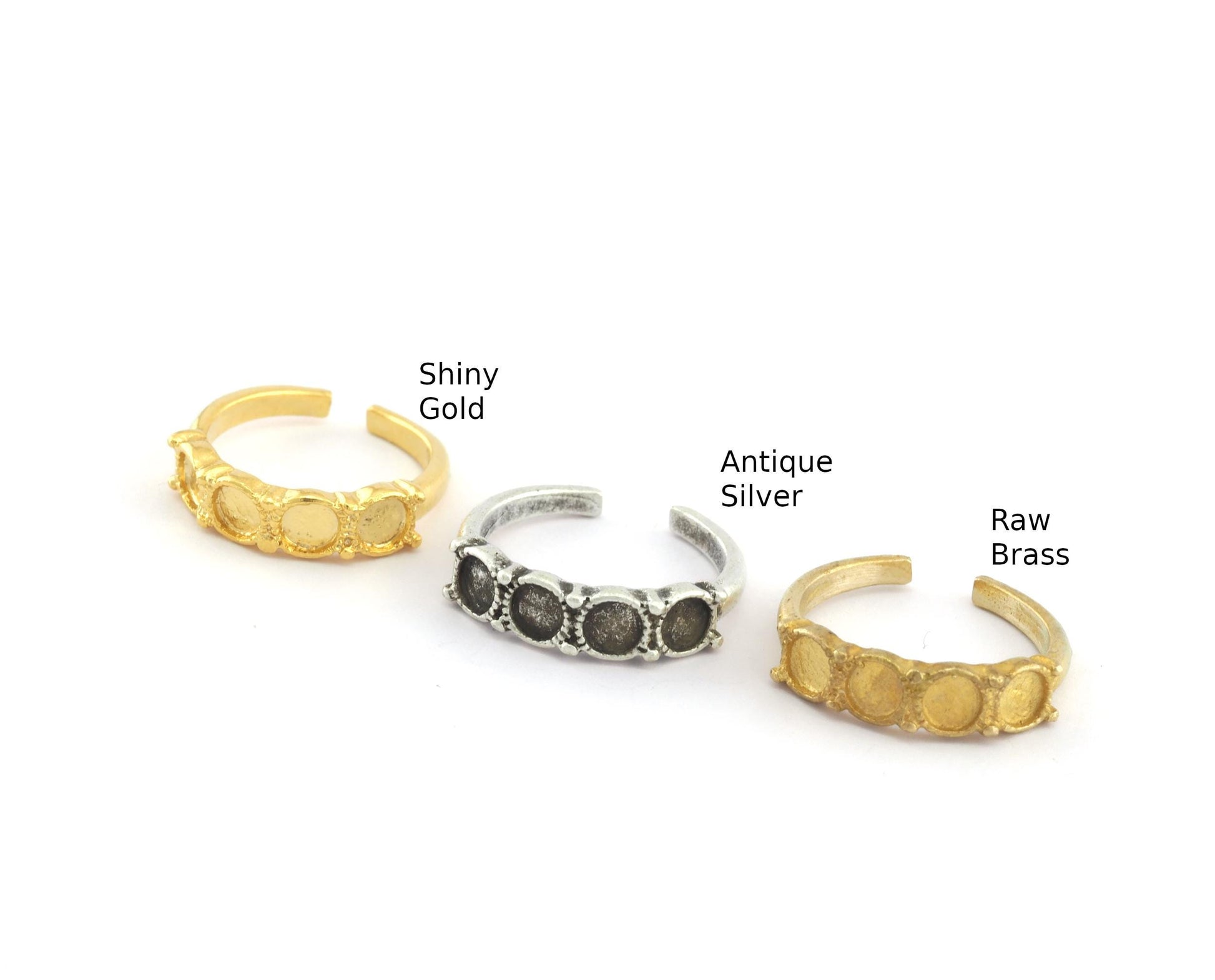 Ring Adjustable Ring Bezel - Raw brass - Antique silver - Shiny Gold Plated (17.5mm 7US inner size - Adjustable ) OZ2690