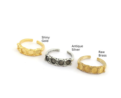 Ring Adjustable Ring Bezel - Raw brass - Antique silver - Shiny Gold Plated (17.5mm 7US inner size - Adjustable ) OZ2690