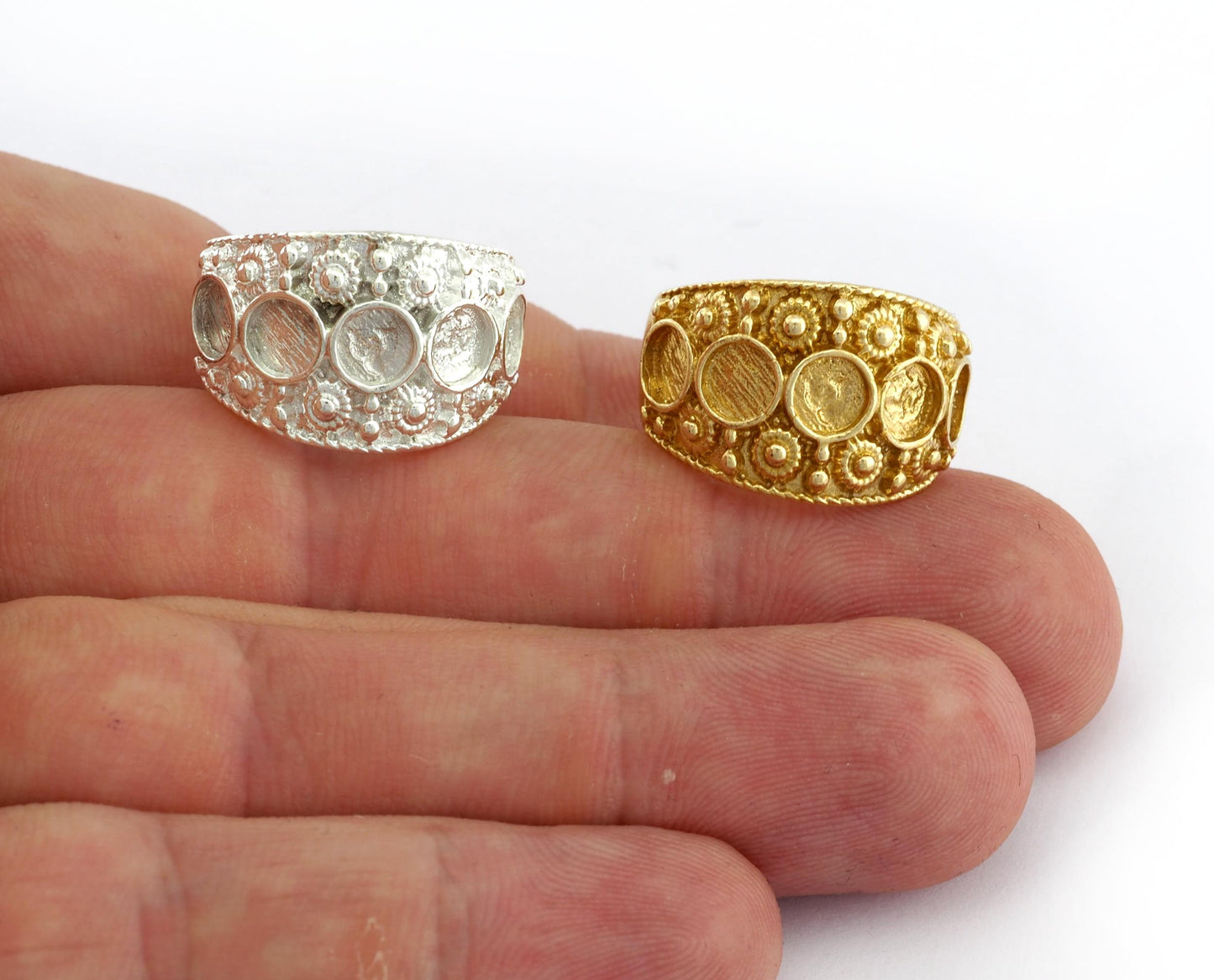 Ring Adjustable Ring 5 mm Bezel Blank - Raw brass Antique Silver, Shiny Silver, Shiny Gold Plated (17mm 7US inner size - Adjustable ) OZ3370
