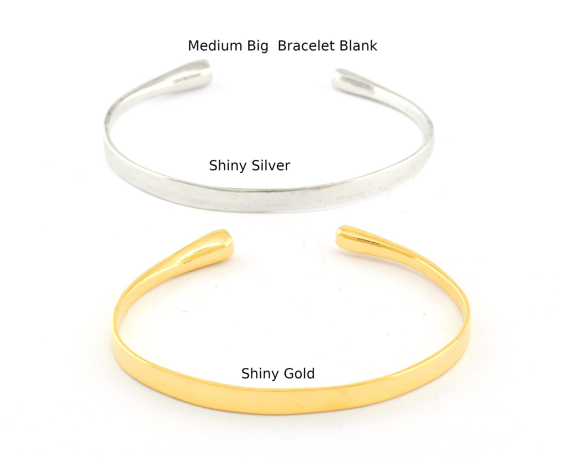 BIG MEDIUM SIZE Flat Plain Bracelet , Bracelet Base Blank Raw Brass Shiny Silver Shiny Gold Plated Brass (70mm size - Adjustable ) 5610
