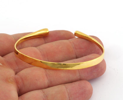 BIG MEDIUM SIZE Flat Plain Bracelet , Bracelet Base Blank Raw Brass Shiny Silver Shiny Gold Plated Brass (70mm size - Adjustable ) 5610