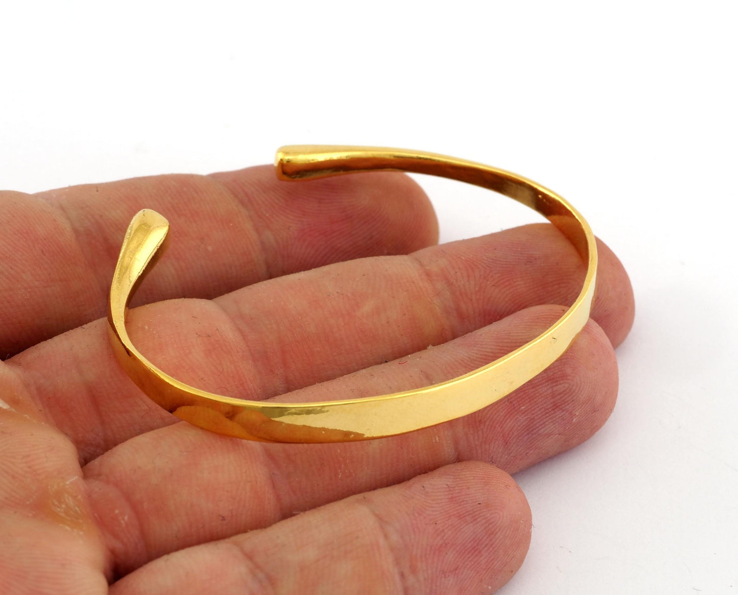 BIG MEDIUM SIZE Flat Plain Bracelet , Bracelet Base Blank Raw Brass Shiny Silver Shiny Gold Plated Brass (70mm size - Adjustable ) 5610