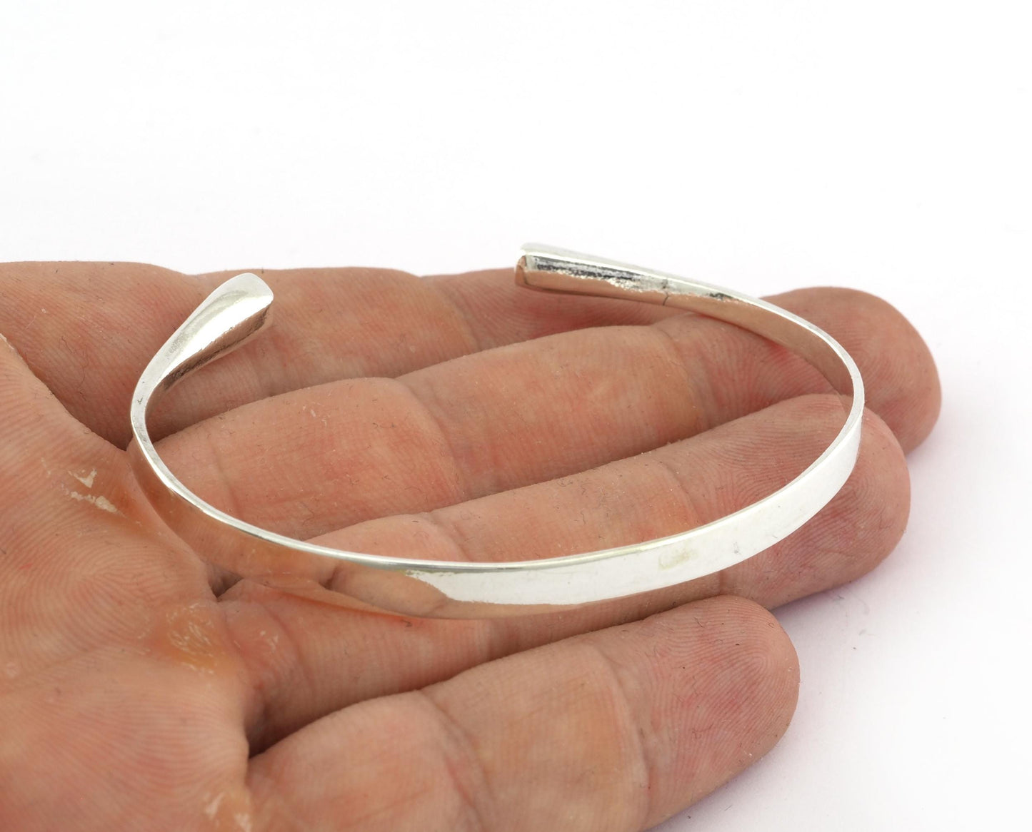 BIG MEDIUM SIZE Flat Plain Bracelet , Bracelet Base Blank Raw Brass Shiny Silver Shiny Gold Plated Brass (70mm size - Adjustable ) 5610