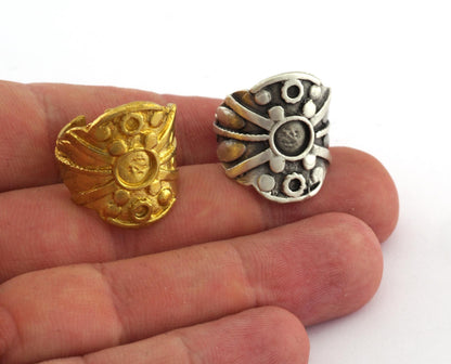 Ethnic Ring Round Blank Adjustable Ring Bezel - Raw brass 6mm Blank (17mm 6.5US inner size - Adjustable ) OZ3375