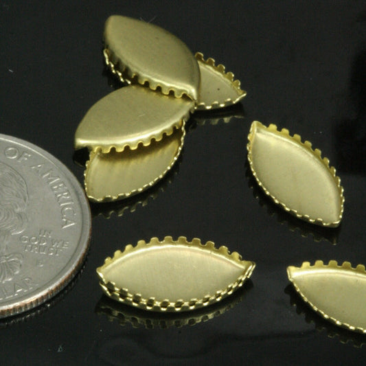 100 PCS Raw Brass 7x15mm marquise shape setting finding for drop gemstone findings 2194