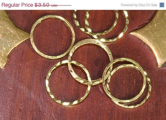 100 pcs Raw Brass round faceted Ring 14mm 1682 bab