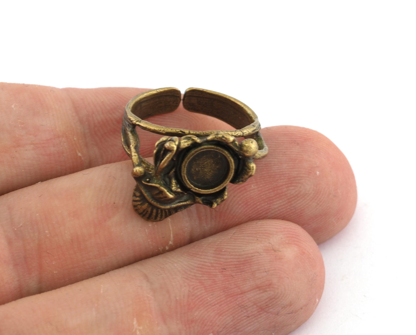 Leaf Flower Ring Blank Base Settings - Antique Bronze Plated (7US 10US inner size ) 6mm blank 4638