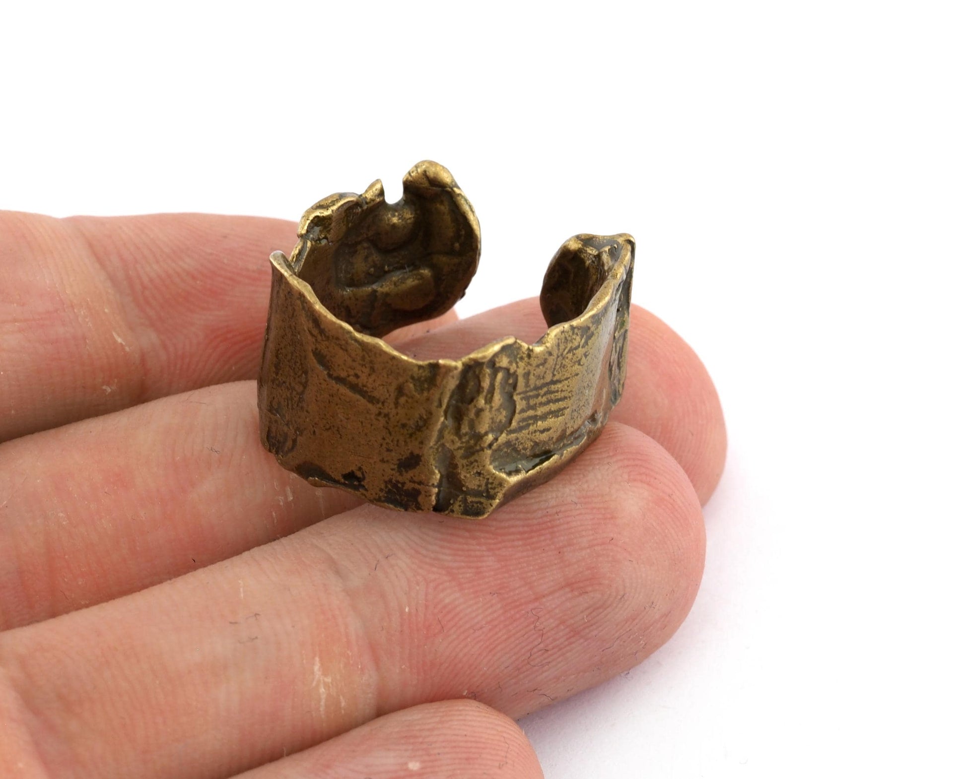 Organic Band Ring, Adjustable Ring, Antique Bronze brass (8-10US inner size - Adjustable ) OZ5554 ab