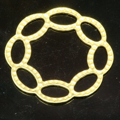 75 pcs 21mm raw brass textured circle, raw brass charms ,raw brass connector, raw brass findings 462R-38