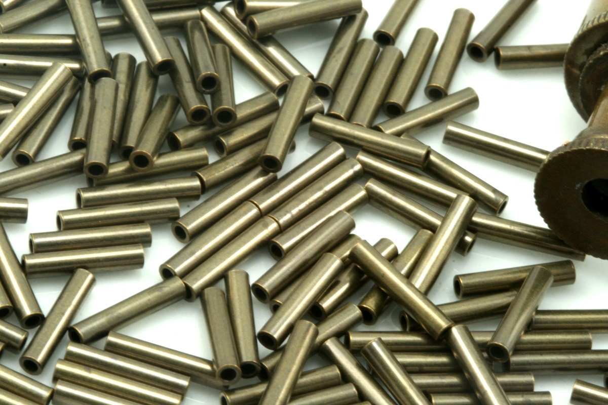 Copper tube antique brass tone spacer bead 2x10mm (hole 1 mm ) ttt02 616