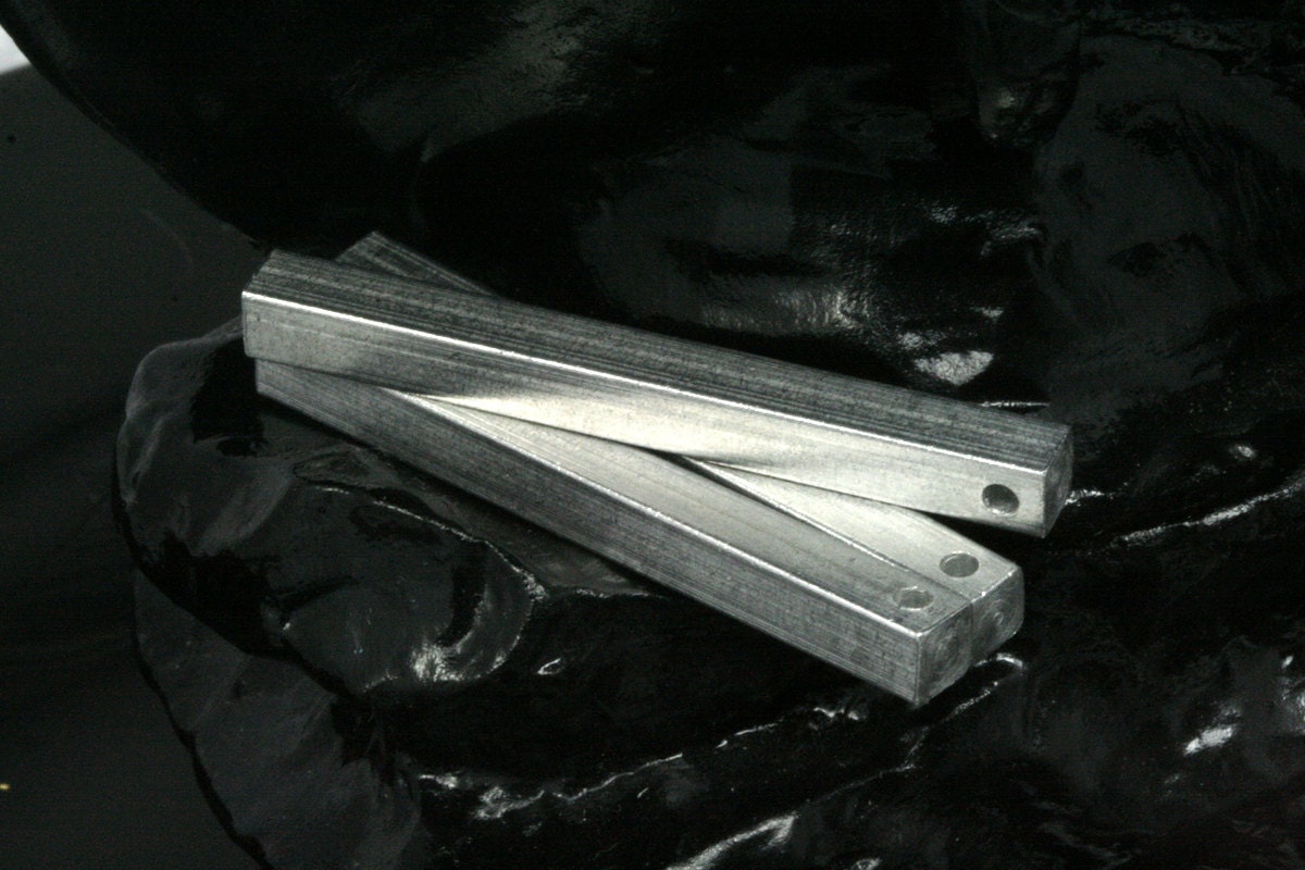 raw aluminum bar square stamping 5x50mm 3/16"x2" finding square rod industrial design (2mm 5/64" 12 gauge hole ) sbl550 1092-A1