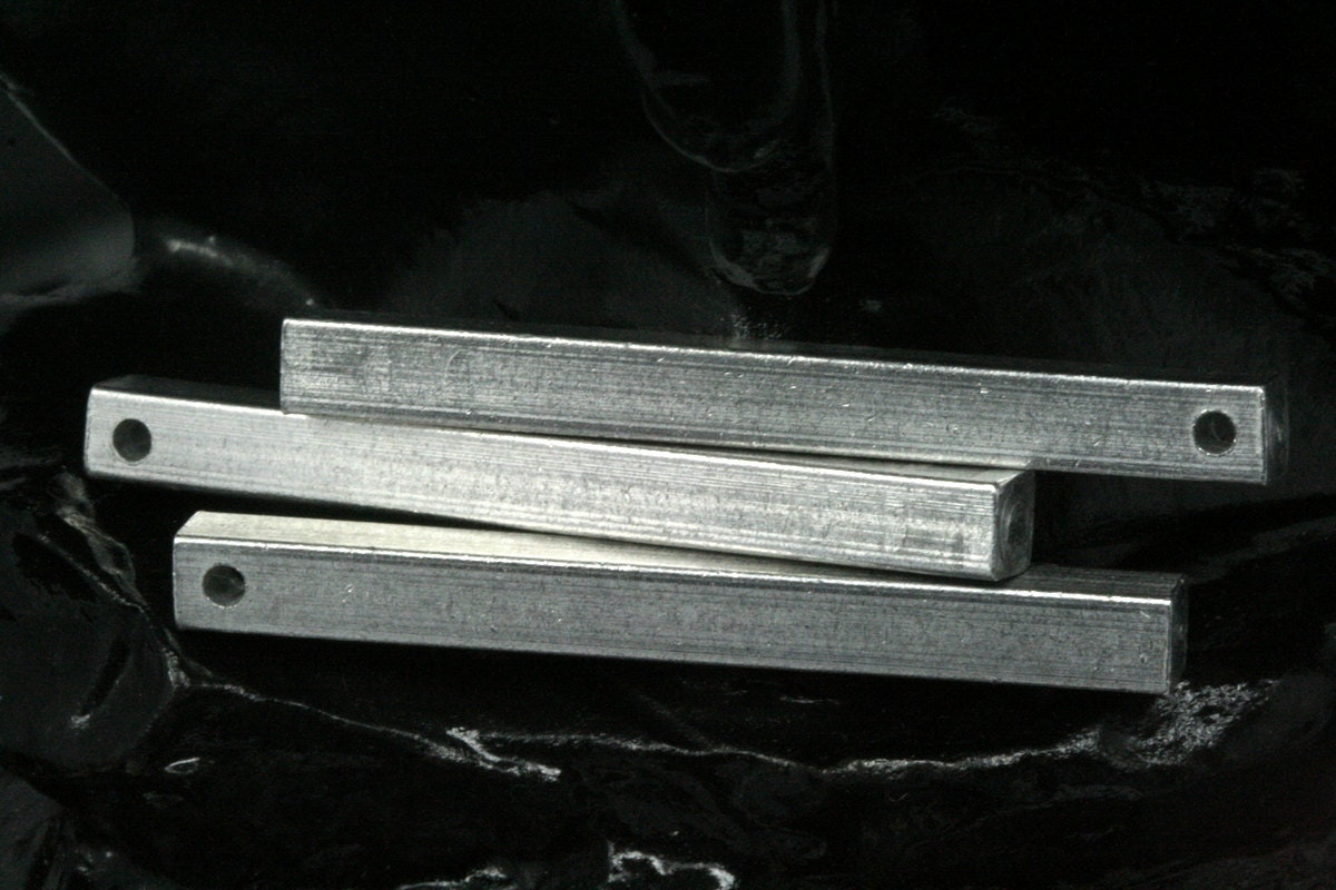 raw aluminum bar square stamping 5x50mm 3/16"x2" finding square rod industrial design (2mm 5/64" 12 gauge hole ) sbl550 1092-A1