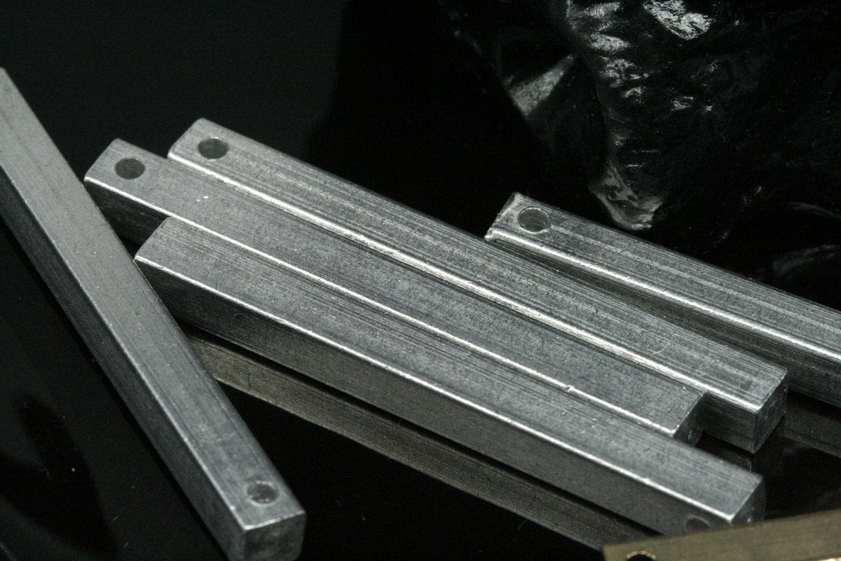raw aluminum bar square stamping 5x50mm 3/16"x2" finding square rod industrial design (2mm 5/64" 12 gauge hole ) sbl550 1092-A1