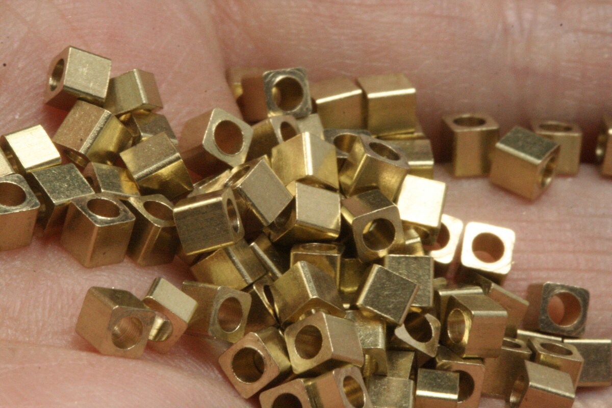 raw brass square cube 50 pcs 3x3mm 1/8"x1/8" bab2 909R tmlp