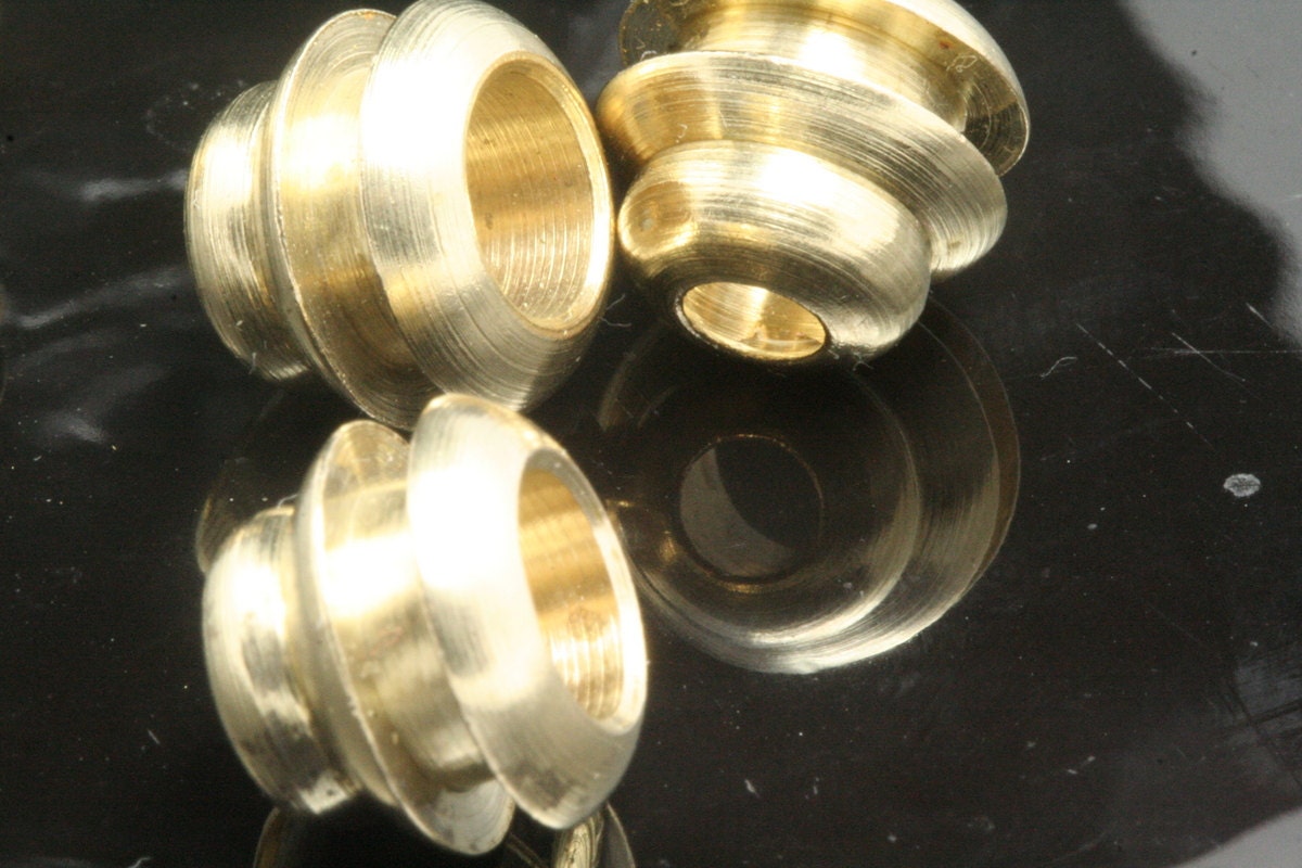 brass end caps 10 pcs raw brass 13x11mm (hole 7.2mm 4.5mm) industrial 1002R ENC7