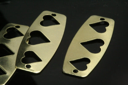 raw brass - 2 hole Charms 100 pcs 10x27mm ,Findings 1012-58