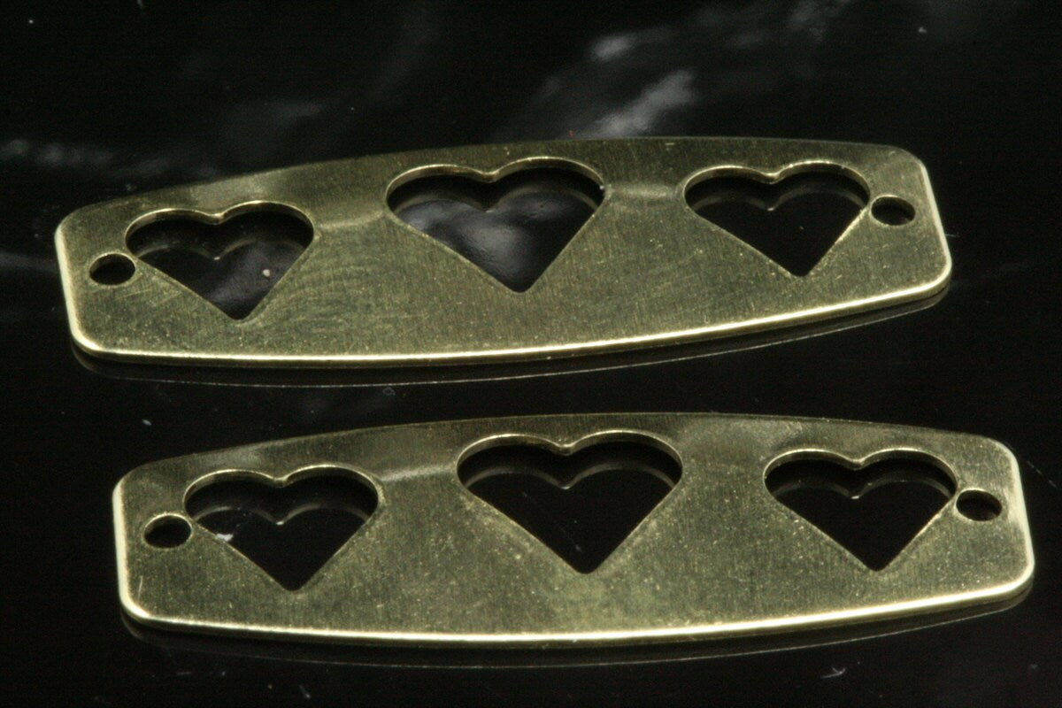 raw brass - 2 hole Charms 100 pcs 10x27mm ,Findings 1012-58