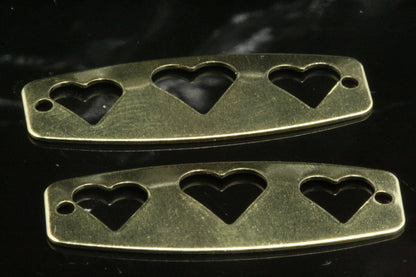 raw brass - 2 hole Charms 100 pcs 10x27mm ,Findings 1012-58