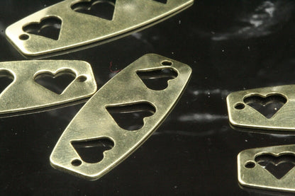raw brass - 2 hole Charms 100 pcs 10x27mm ,Findings 1012-58