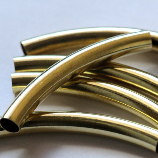 Raw brass curved tube 15 Pcs 6x50mm (hole 5,4mm) ttt650 1853
